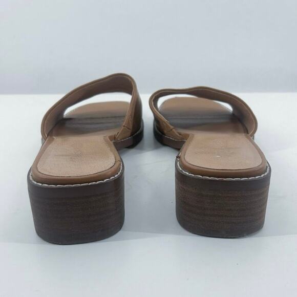 Madewell Cassady Brown Leather Square Toe Mules Slip On Heels Size 10 - Picture 2 of 7